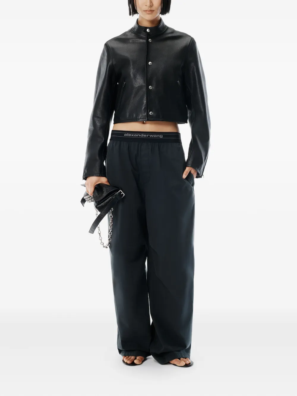 Alexander Wang mid-rise logo trousers - Zwart