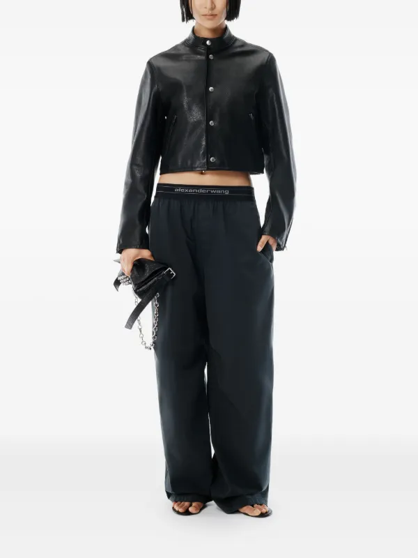 alexander wang【L】スカートパンツ 黒 Y2K 韓国 ウエストロゴ Alexander Wang ロゴウエスト パンツ | ブラック | FARFETCH JP