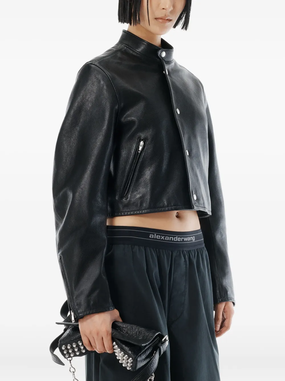 Alexander Wang Mid-rise Logo Trousers In Black