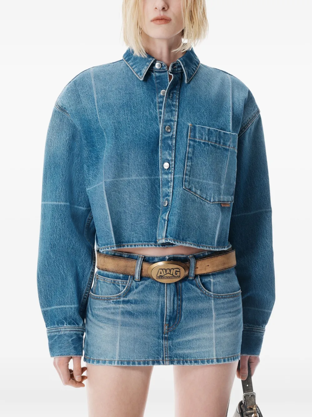 Alexander Wang Faded-fold-line Shirt In Blue