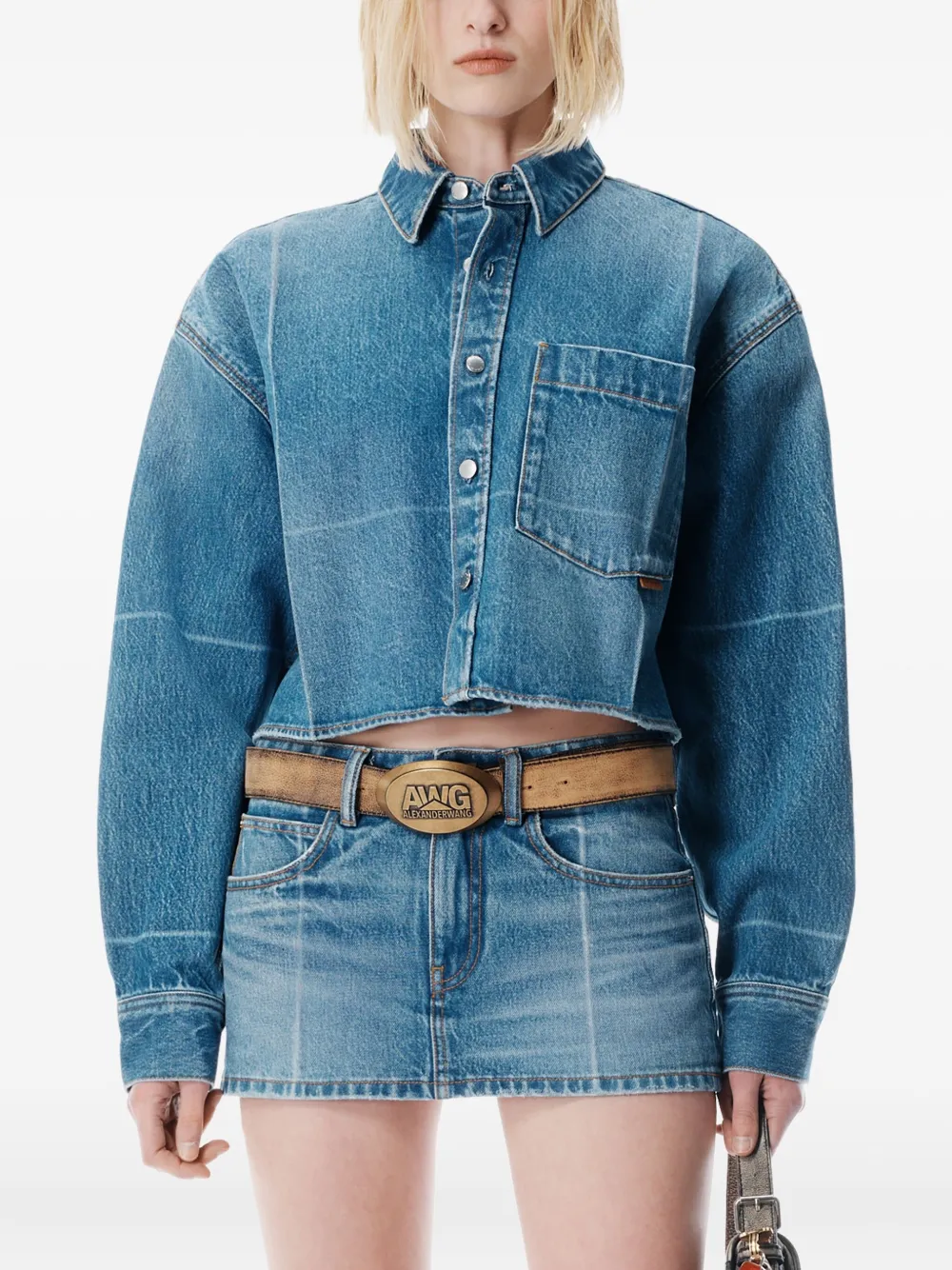 Alexander Wang Faded-fold-line Shirt In Blue