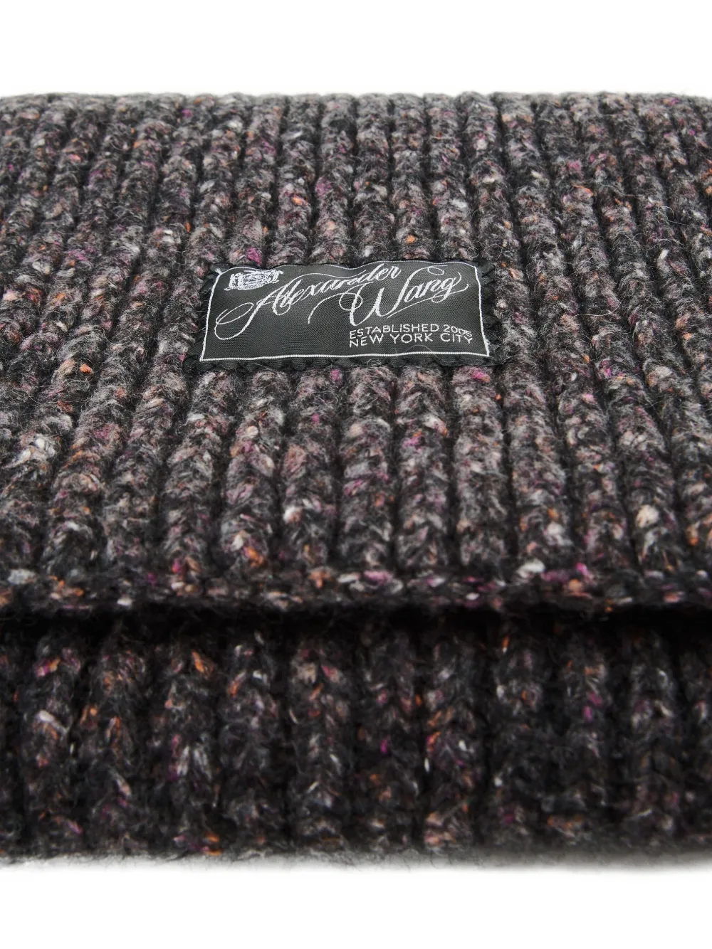 Alexander Wang Logo-label Ribbed-knit Scarf In Black