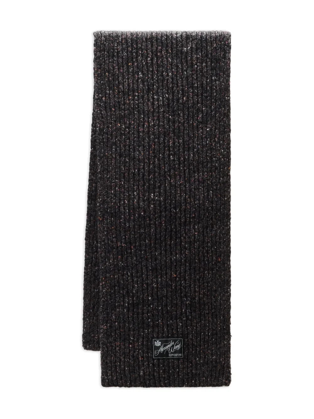 Alexander Wang Logo-label Ribbed-knit Scarf In Black