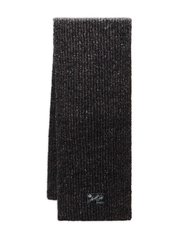 Alexander Wang Logo-label Ribbed-knit Scarf in Black