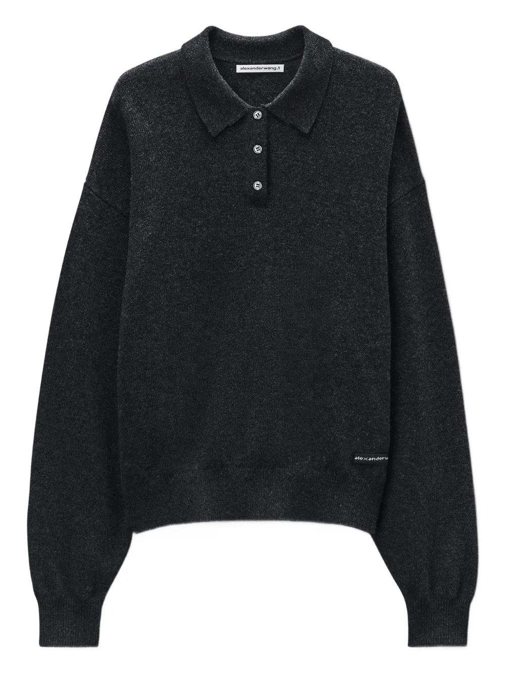 Alexander Wang logo-patch polo shirt | Grey | Image 1