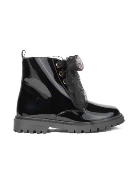 ANDANINES tulle bow lace-up boots