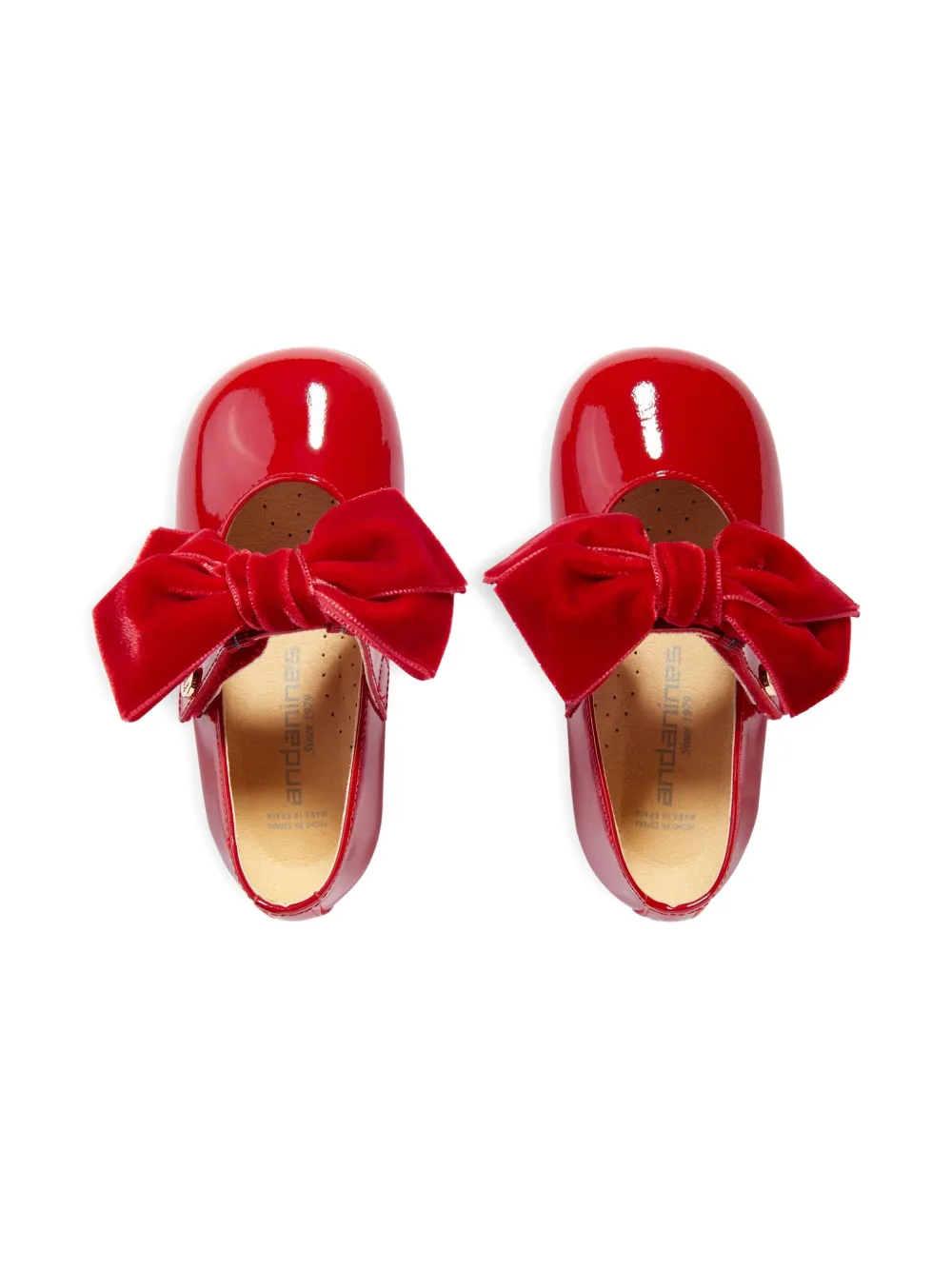 Andanines Girls Patent Leather Bow Shoes In Red