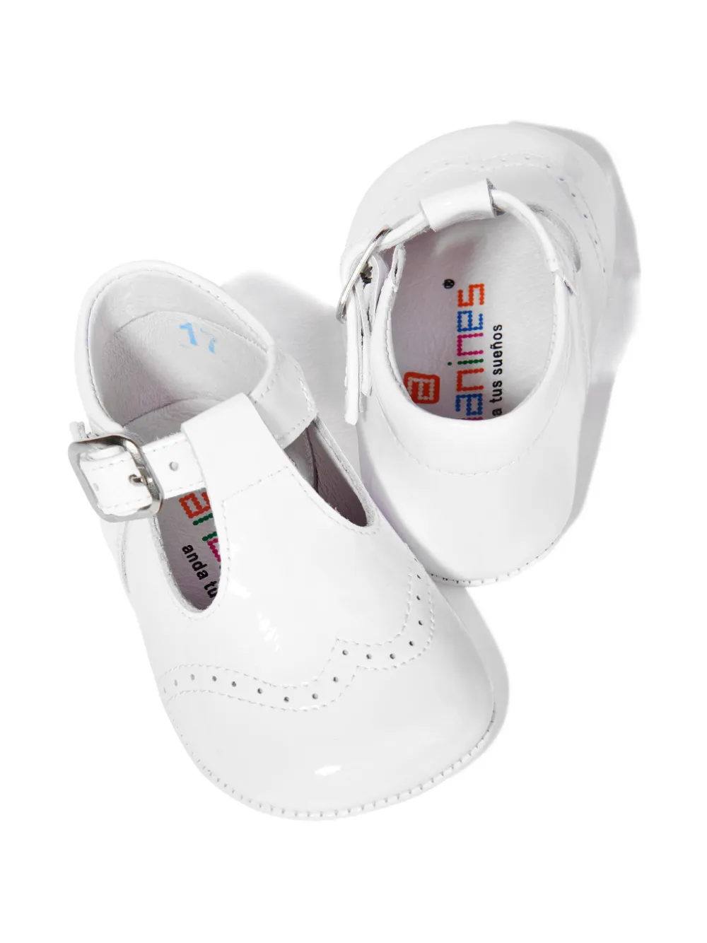 ANDANINES Babyschoentjes met brogue-detail en gesp Wit