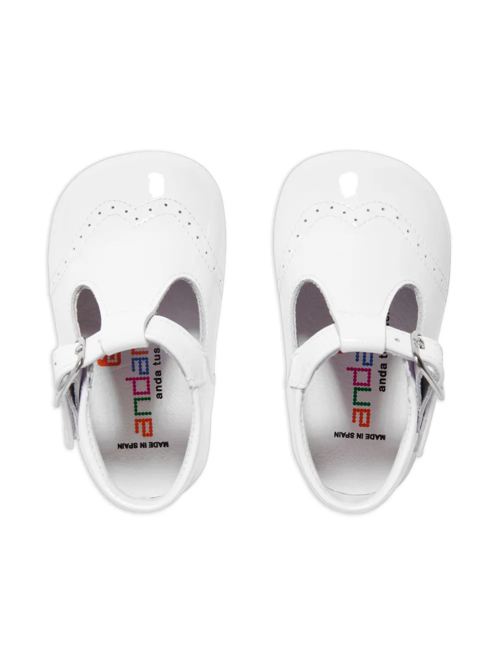 ANDANINES Babyschoentjes met brogue-detail en gesp Wit