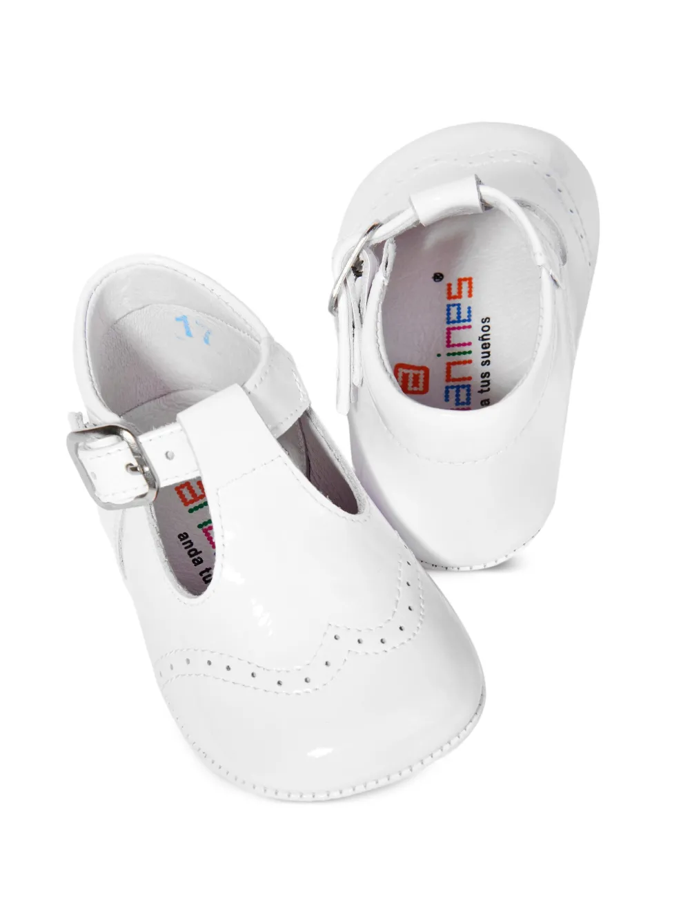 ANDANINES Babyschoentjes met brogue-detail en gesp Wit