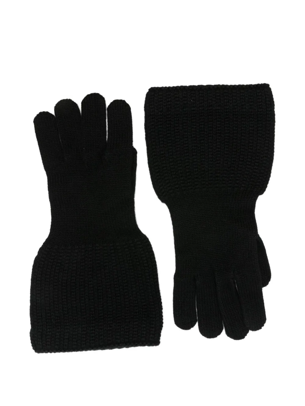 Yohji Yamamoto Ribbed-knit Gloves In Black