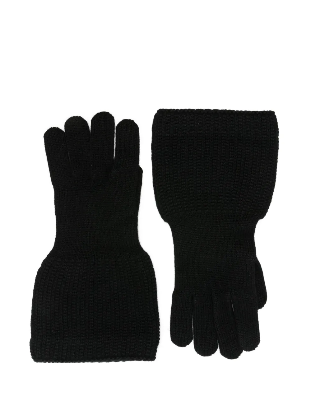 Yohji Yamamoto Ribgebreide handschoenen - Zwart