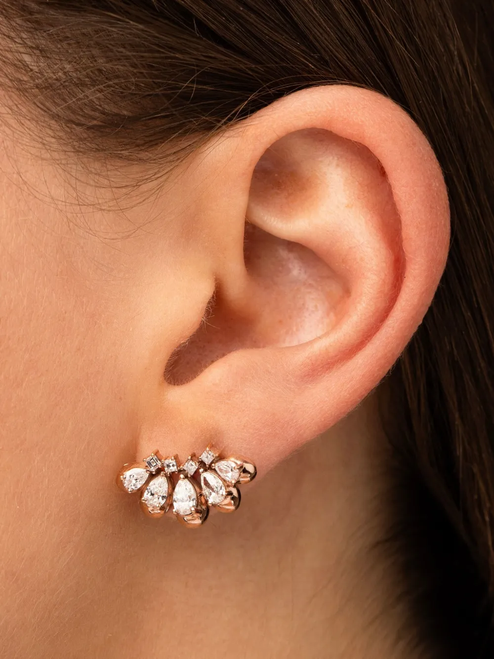 Tanka & Baroque 18K rose gold Larmes Asscher Pear diamond earring | Image 2
