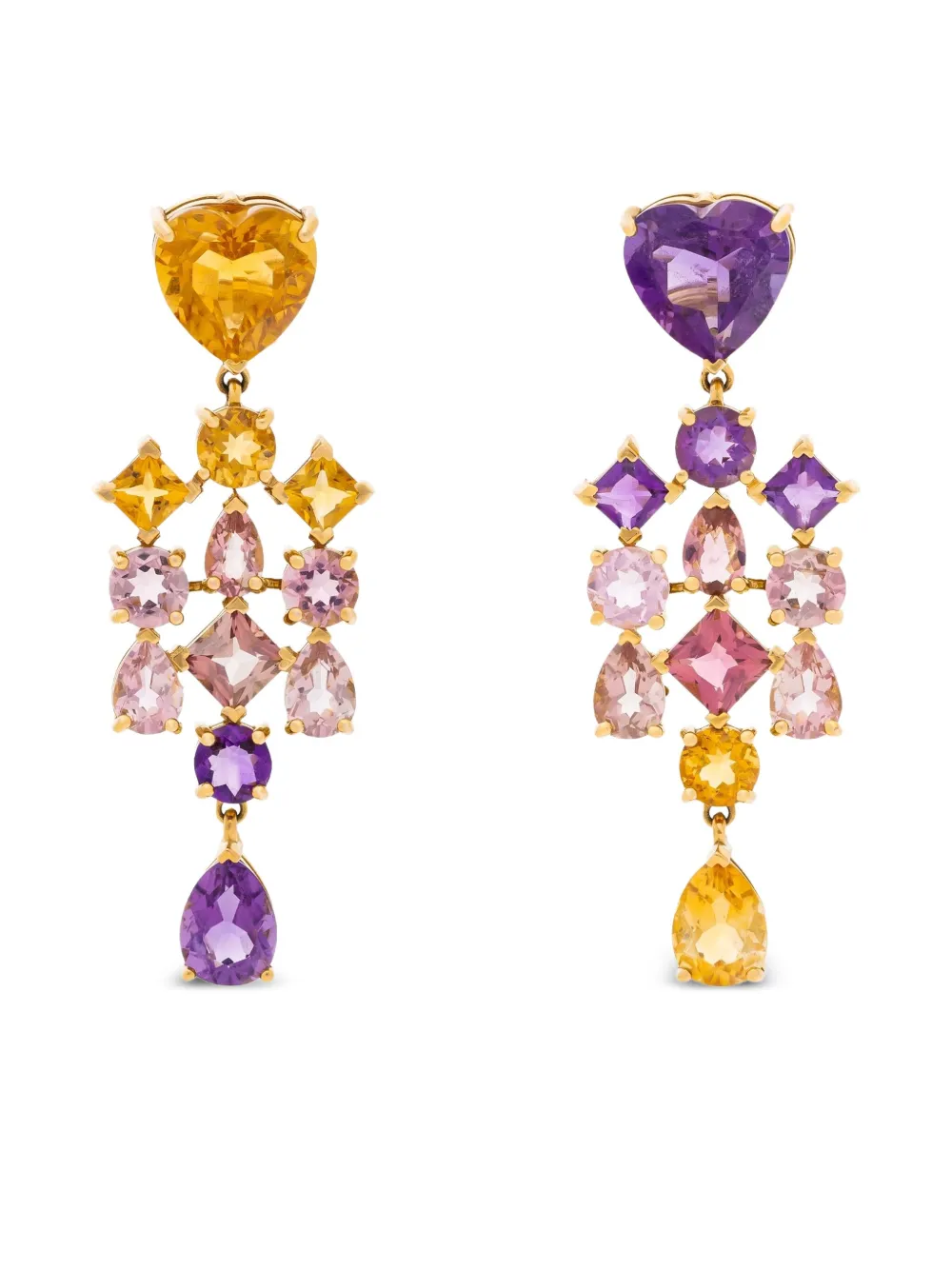 Cosima Rols 18kt Yellow Gold Amethyst Heart Earrings | Gold | Image 1