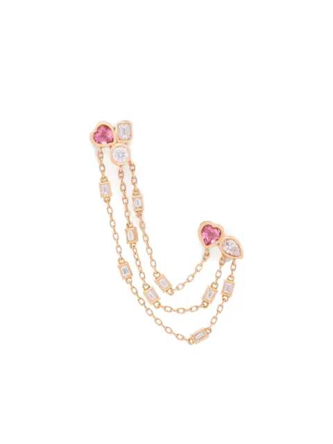 Tanka & Baroque 18K rose gold Three Chains diamond and sapphire earring