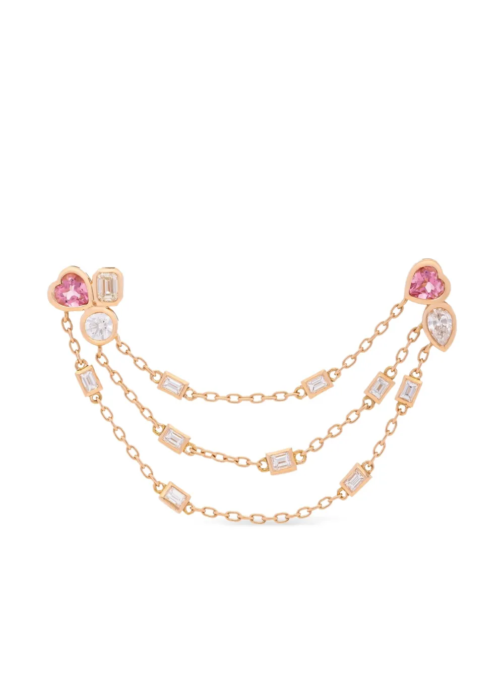 Tanka & Baroque 18K rose gold Three Chains diamond and sapphire earring | Image 2