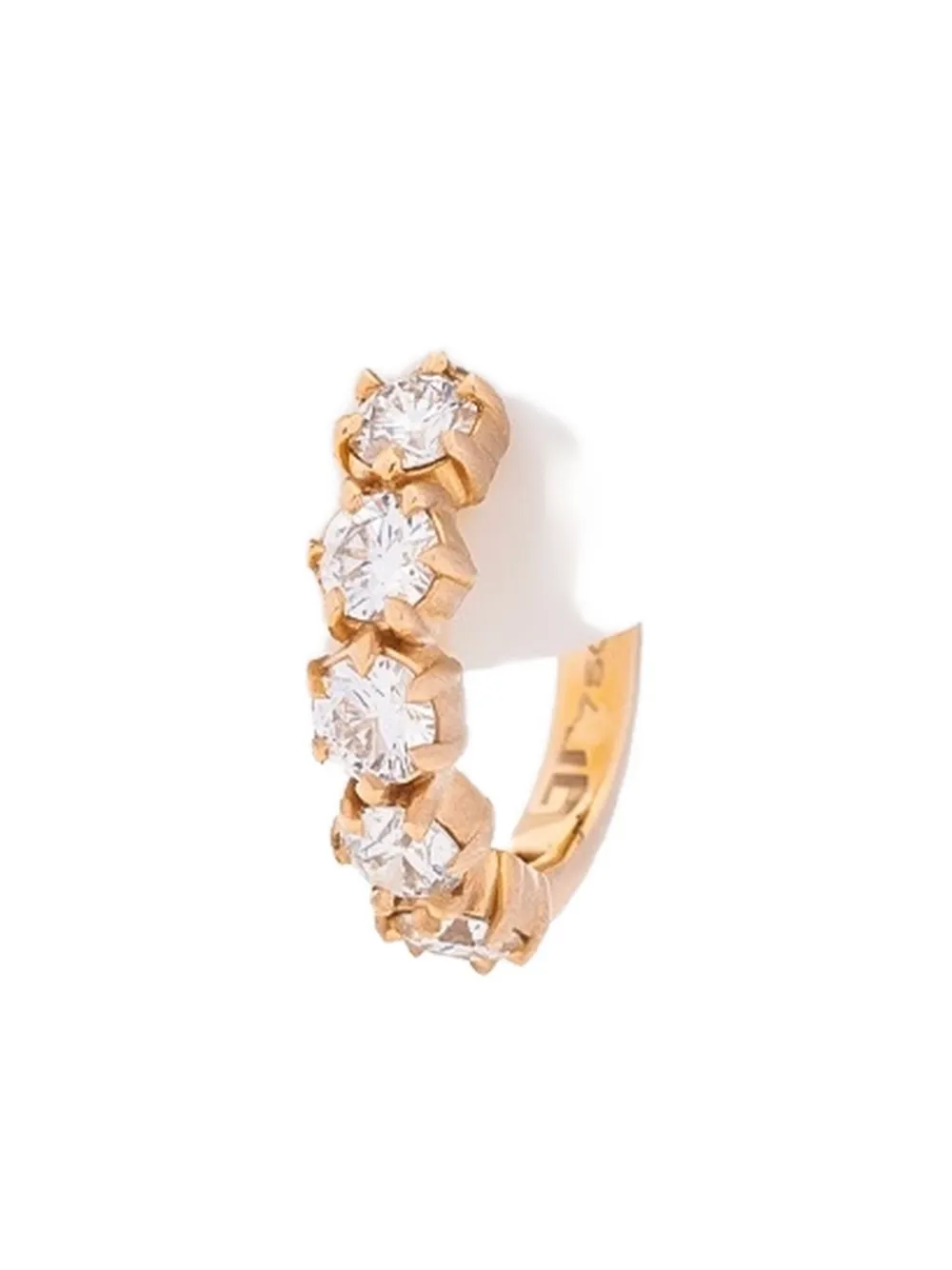 Jade Trau 18kt Rose Gold Diamond Huggie Earrings In Gold