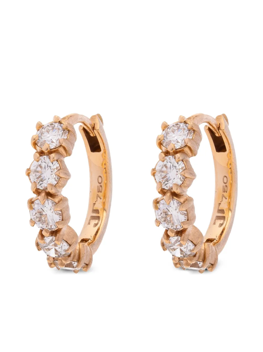 Jade Trau 18kt Rose Gold Diamond Huggie Earrings | Pink | Image 1