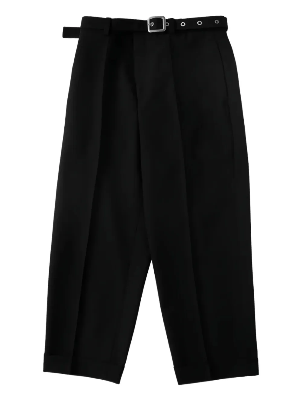 Jil Sander belted wool canvas trousers Zwart