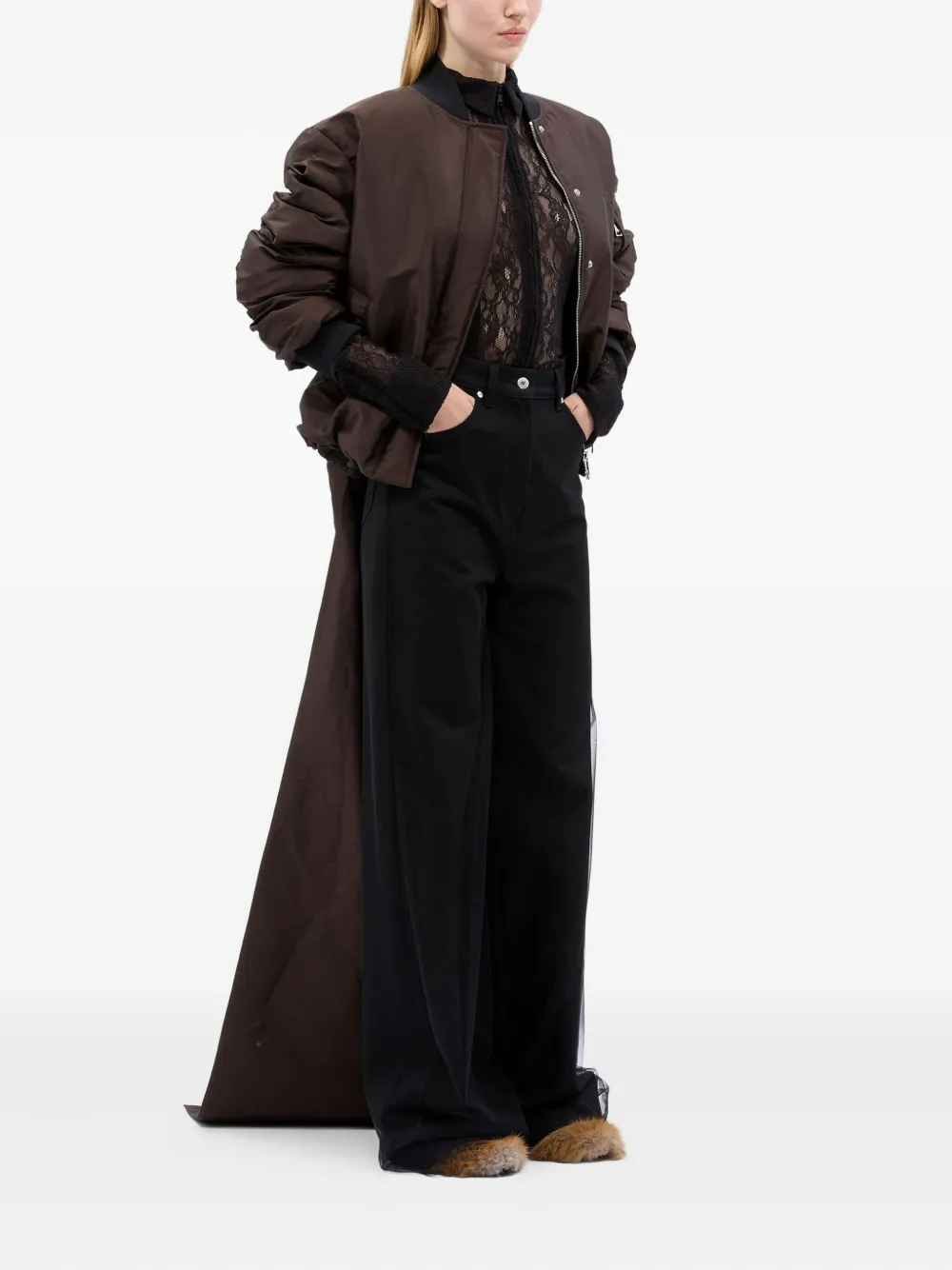 MSGM Jeans met tulen vlak Zwart