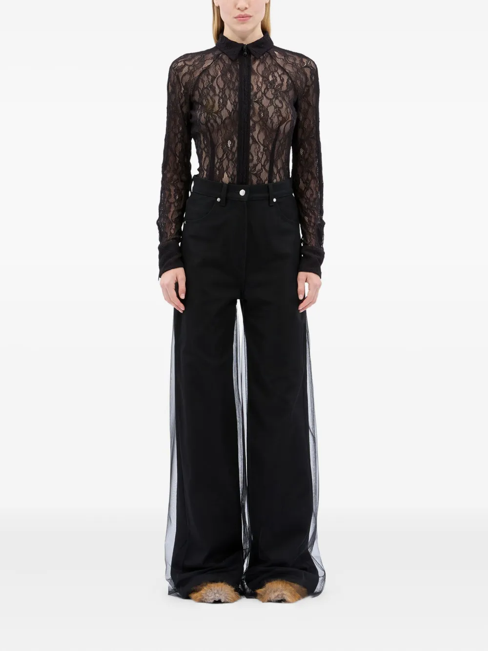 MSGM tulle panel jeans | Tapered Jeans | Image 2