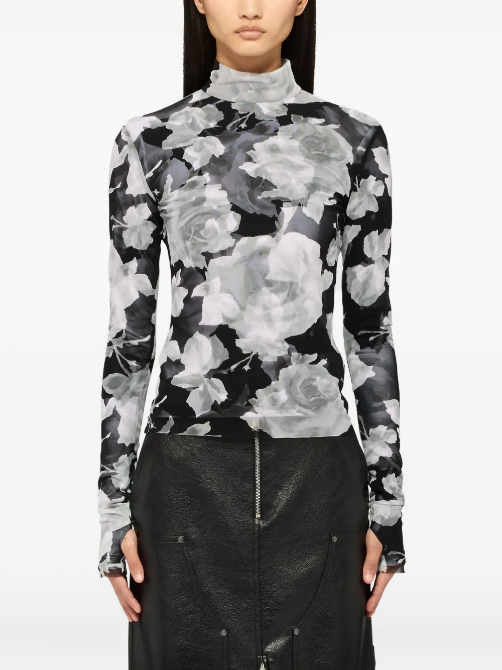 MSGM Top met bloemdetail Zwart