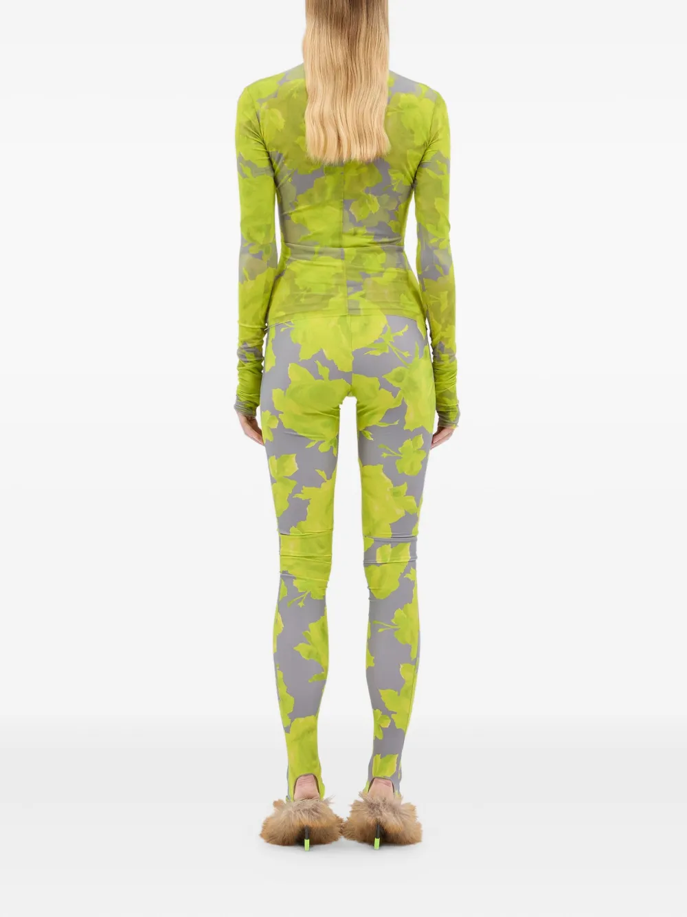 MSGM Broek met bloemenprint Grijs