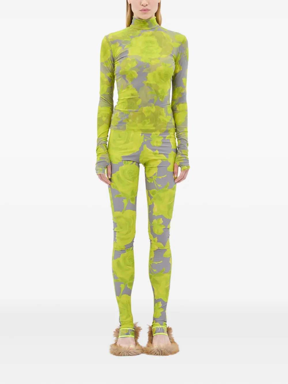 MSGM floral-print trousers - Grijs
