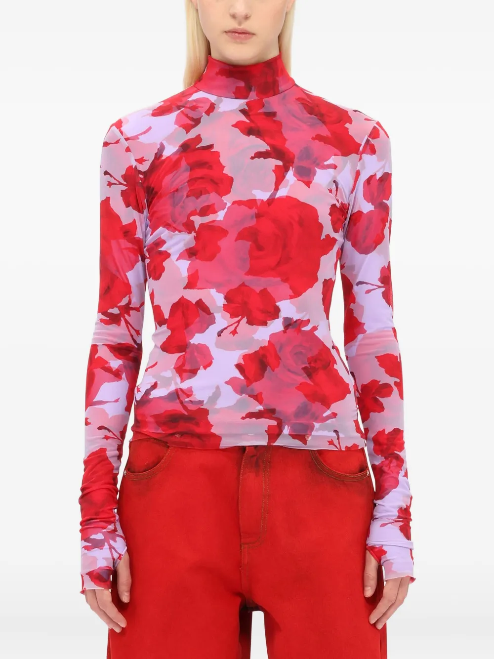 MSGM Top met bloemenprint Rood