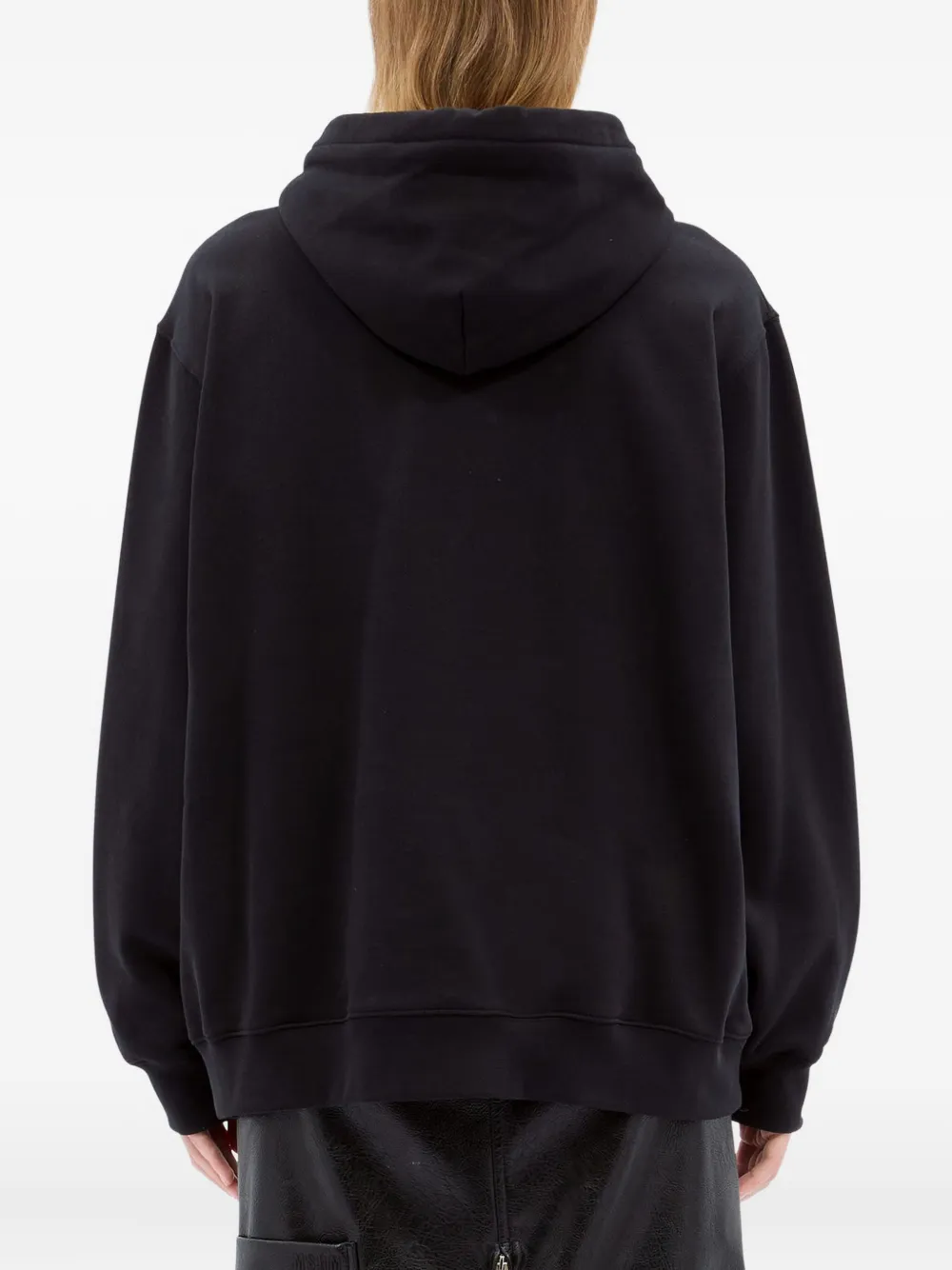 Msgm Rose-print Hoodie In Black