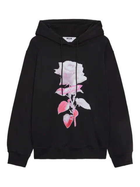 MSGM hoodie à rose imprimée
