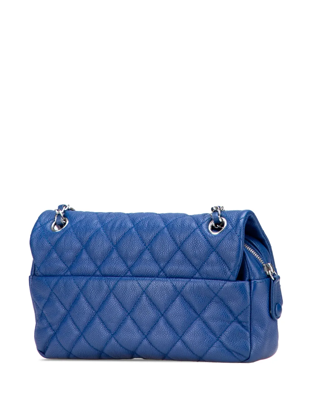 Pre-owned Chanel 2013-2014 Medium Quilted Caviar Easy Flap Shoulder Bag In Blue