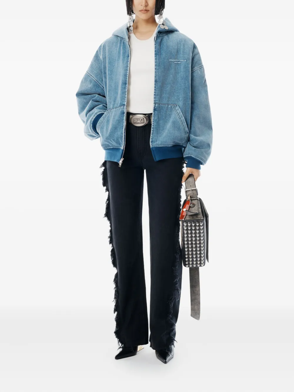 Alexander Wang Float denim jeans met franje - Zwart