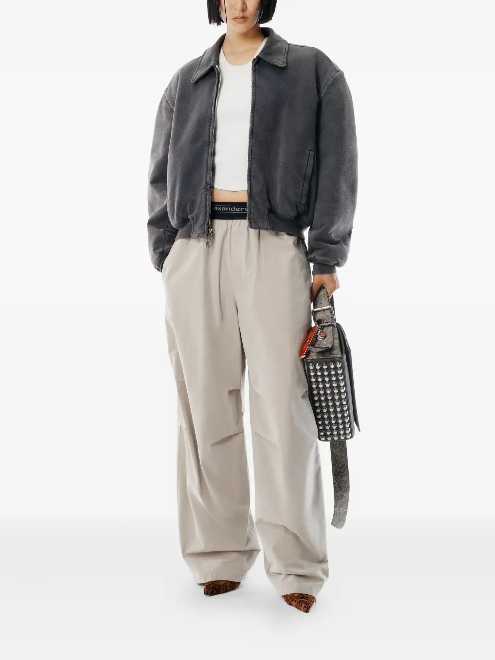 Alexander Wang mid-rise logo trousers - Grijs