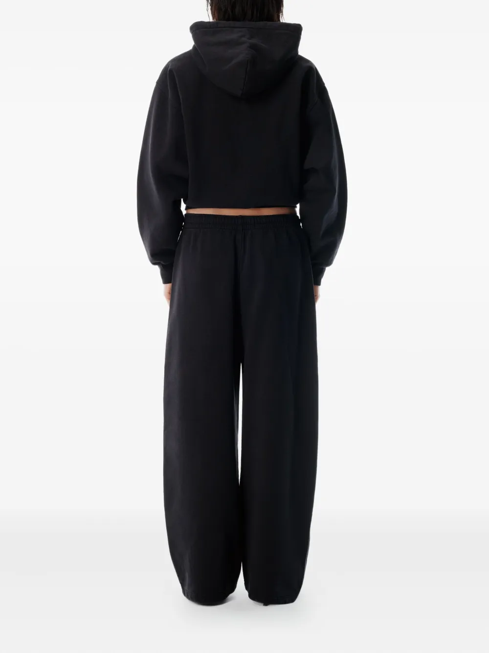 Alexander Wang Rhinestone-drawcord Cotton Track Pants In Black