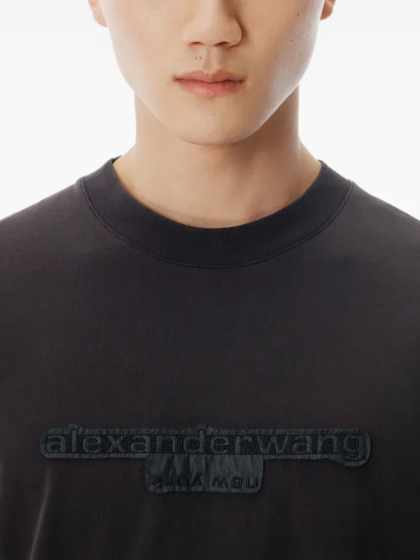 Alexander Wang logo-patch short-sleeve T-shirt | Grey | FARFETCH CA