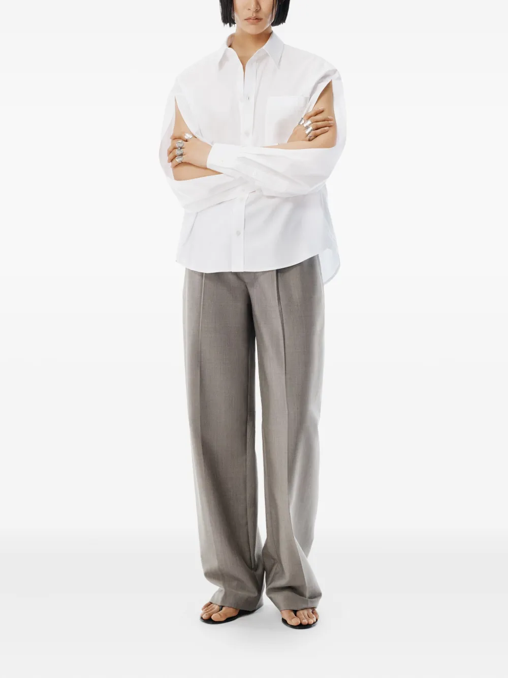 Alexander Wang Blouse met gescheurde mouwen - 100 WHITE