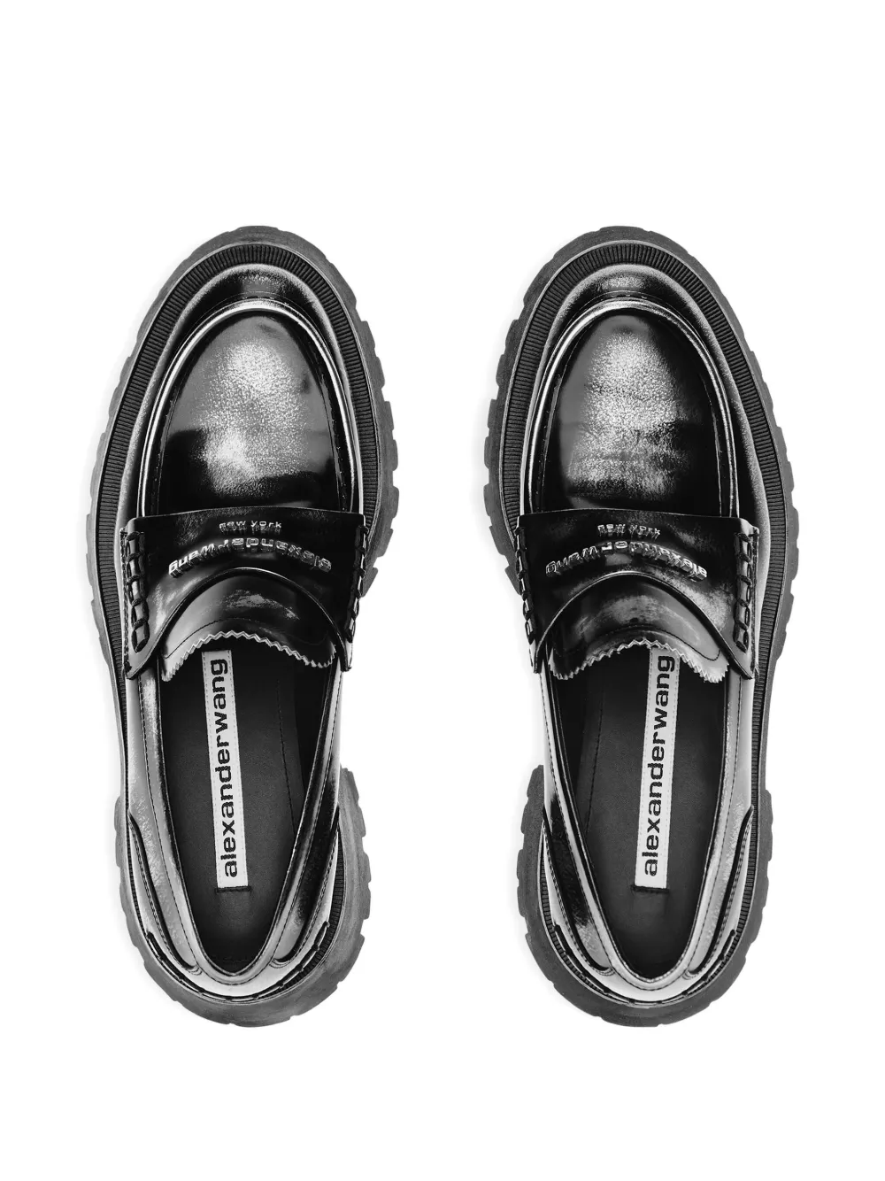 Alexander Wang Lug-sole Logo-plaque Loafers In Black