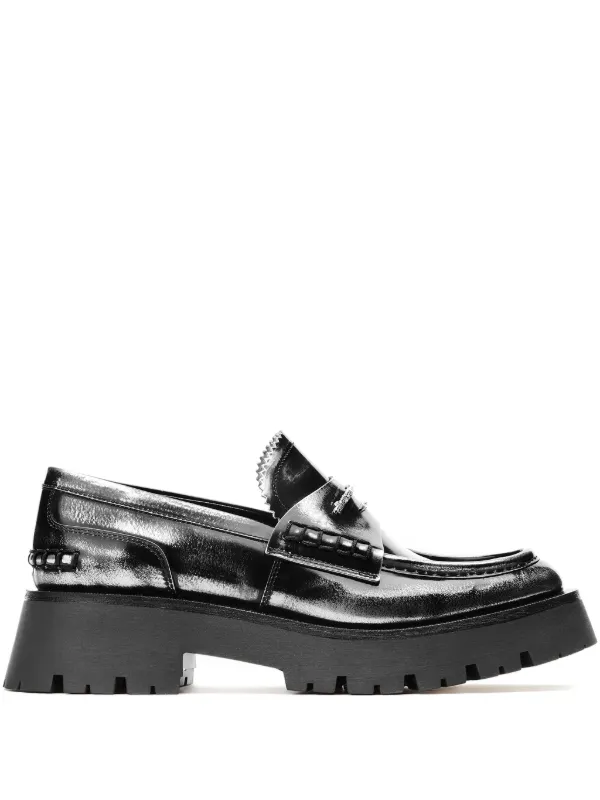 Alexander Wang Lug-sole Logo-plaque Loafers in Black