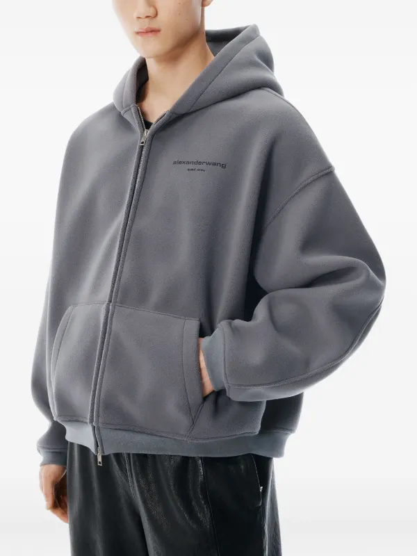 Alexander Wang logo-detail zip-up Hoodie | Grey | FARFETCH