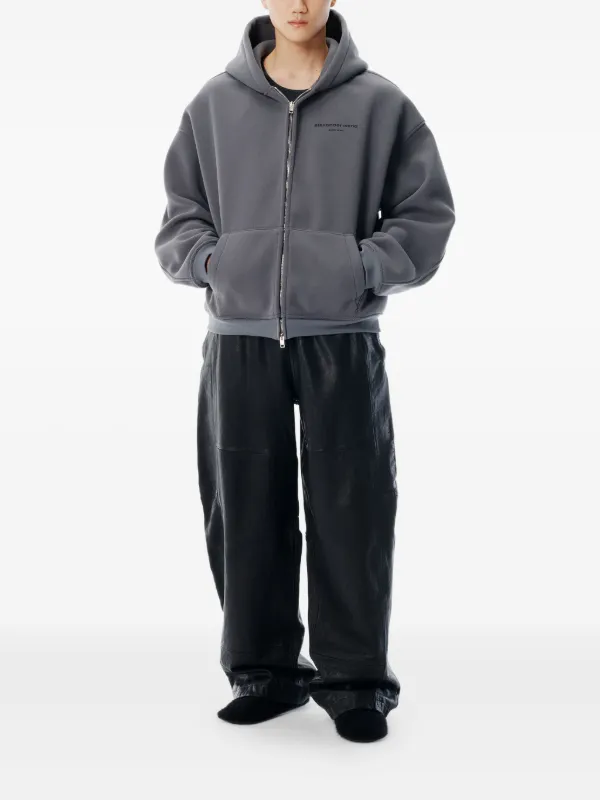 Alexander Wang logo-detail zip-up Hoodie | Grey | FARFETCH