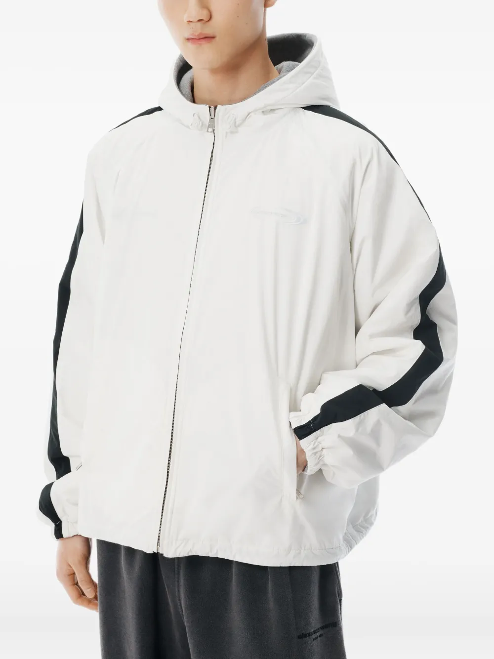 Alexander Wang Reversible Zip-front Hoodie In Gray