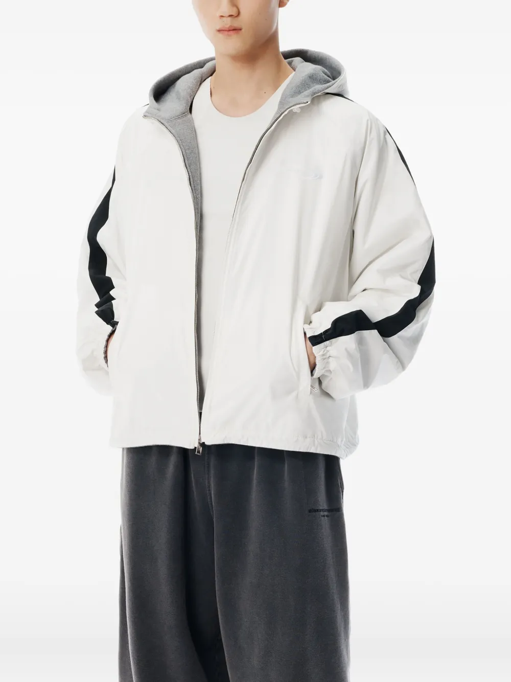 Alexander Wang Reversible Zip-front Hoodie In Gray