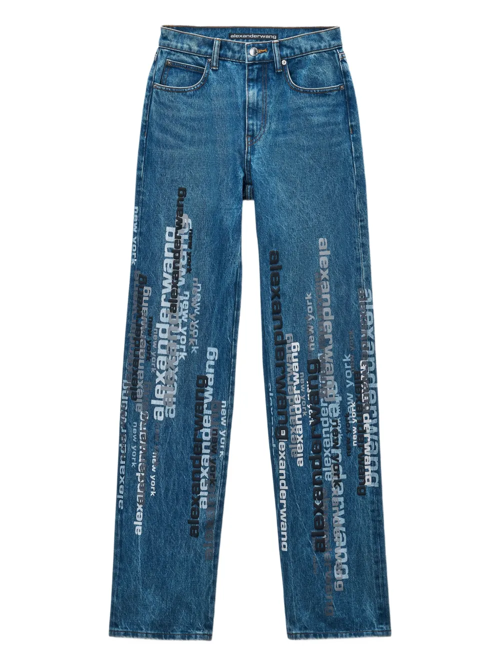 Alexander Wang Logo-print Jeans In Blue