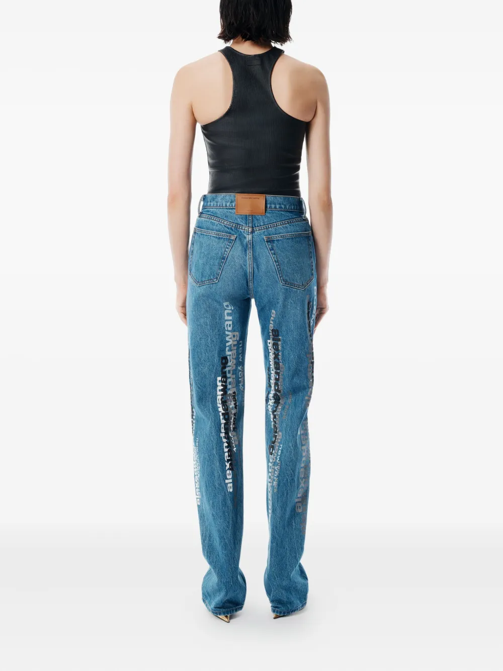 Alexander Wang Logo-print Jeans In Blue