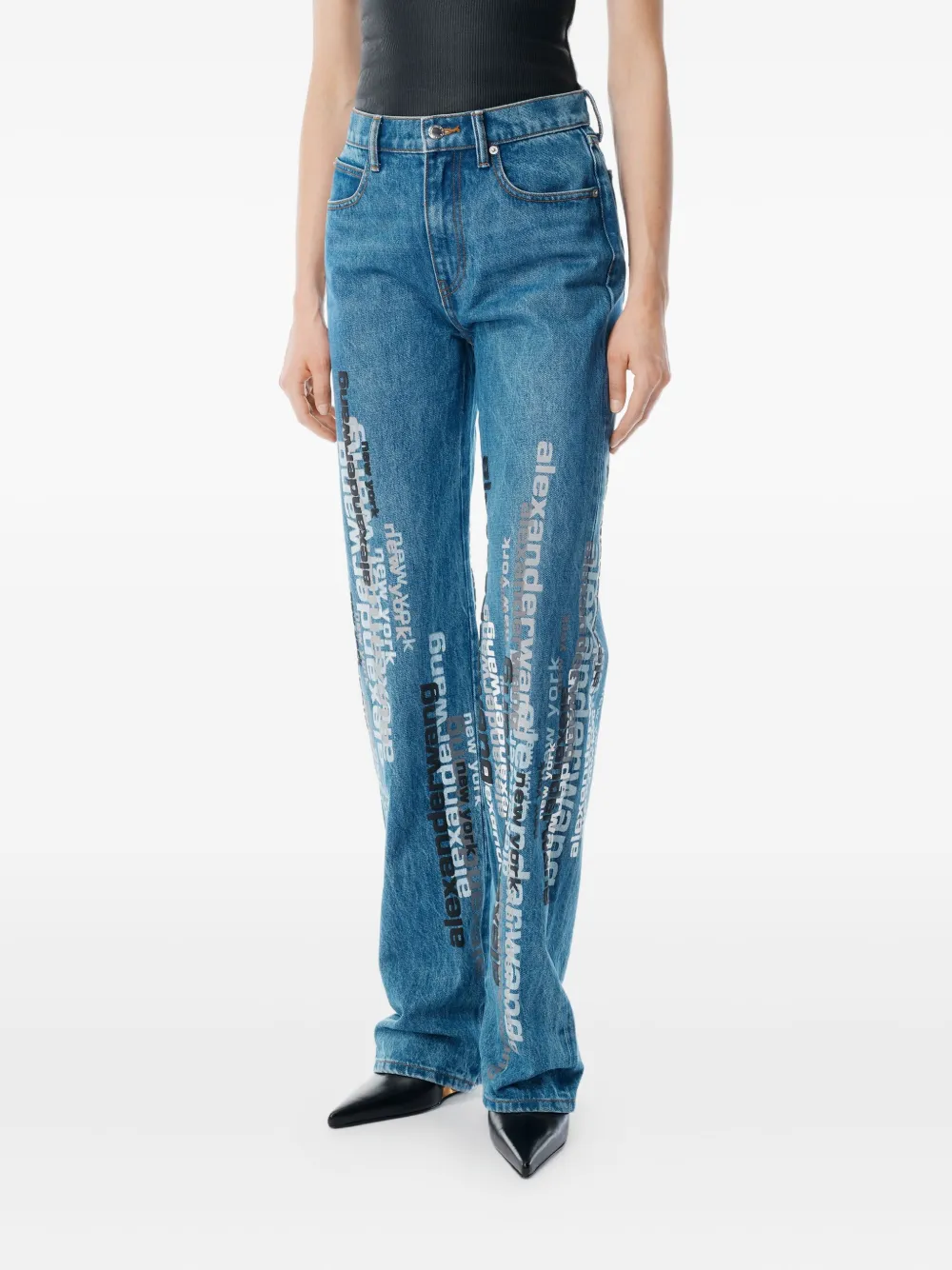 Alexander Wang Logo-print Jeans In Blue
