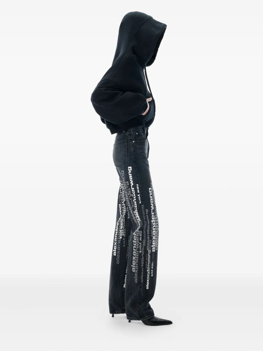Alexander Wang Ez Logo-print Jeans In Black