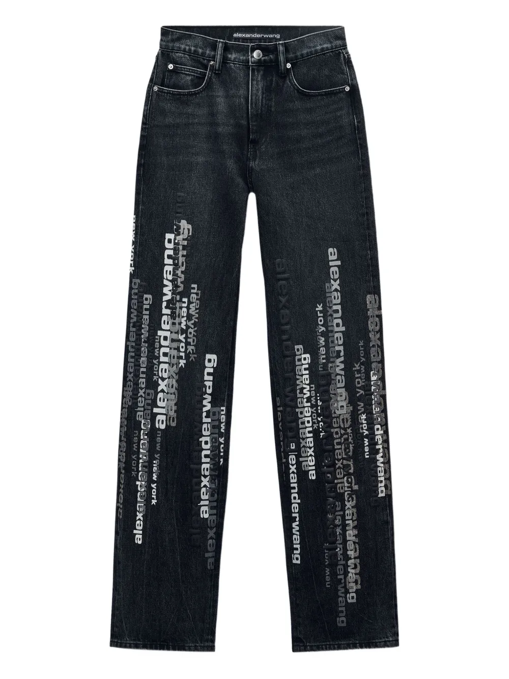 Alexander Wang EZ logo印花牛仔裤 | 黑色 | Image 1