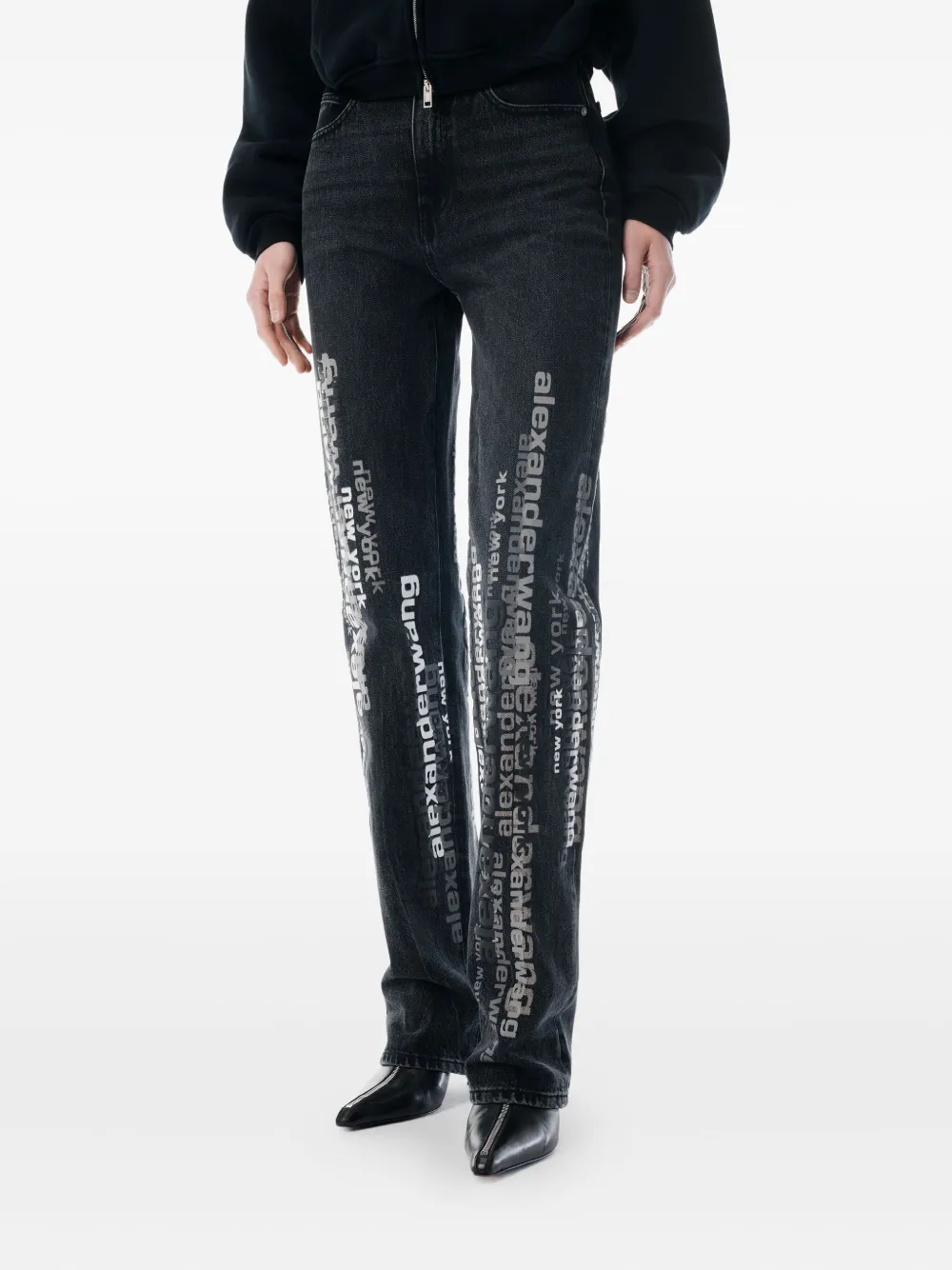 Alexander Wang Ez Logo-print Jeans In Black