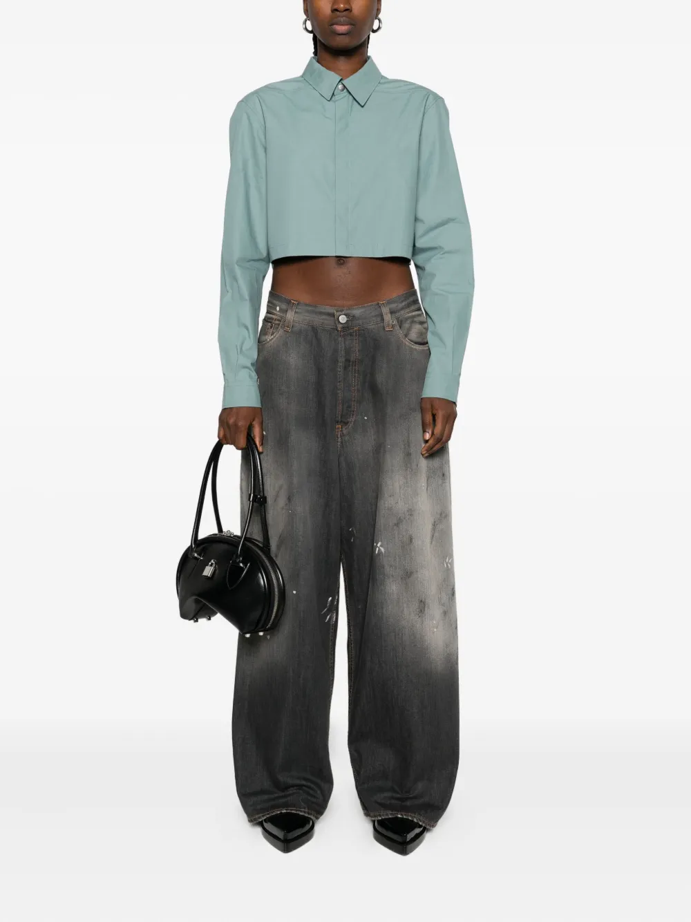 Rick Owens Cropped blouse Blauw